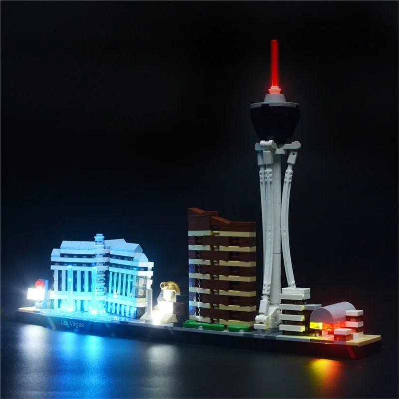 Tokyo Singapore Las Vegas London Dubai City Architecture Skyline Building Blocks SEt With LED Street View Bricks Toys For Kids