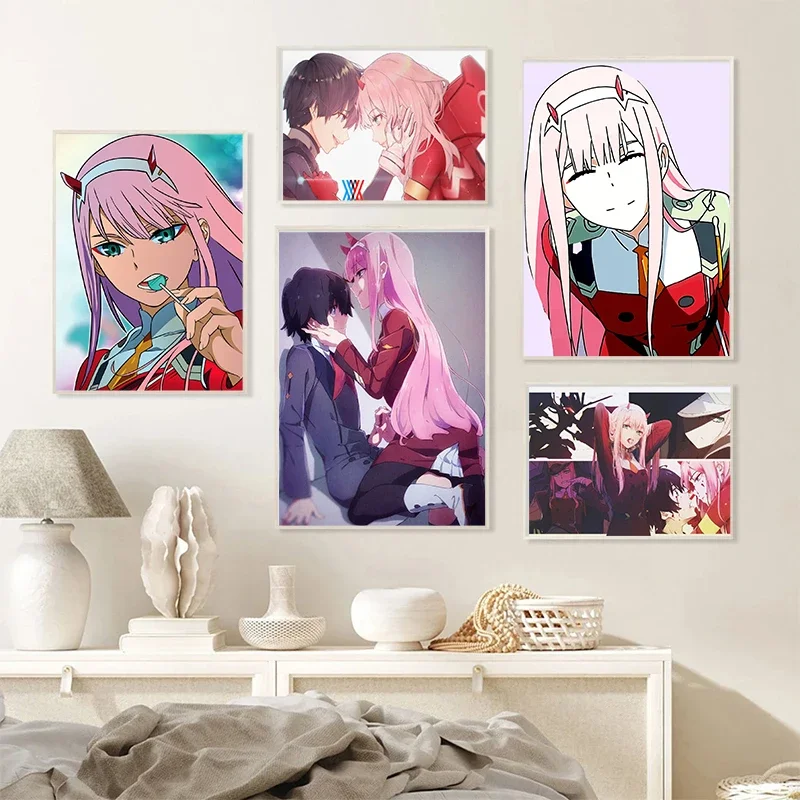 Classic Japanese Anime DARLING In The FRANXX Aesthetic Canvas Painting Posters and Prints Wall Art For Living Room Decoration