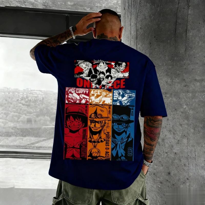 

Oversized One Piece Anime Graphic T Shirt Men Women Short Sleeve Tee Cartoon Print Luffy Zoro Nami Chopper Summer Casual Y2k Top