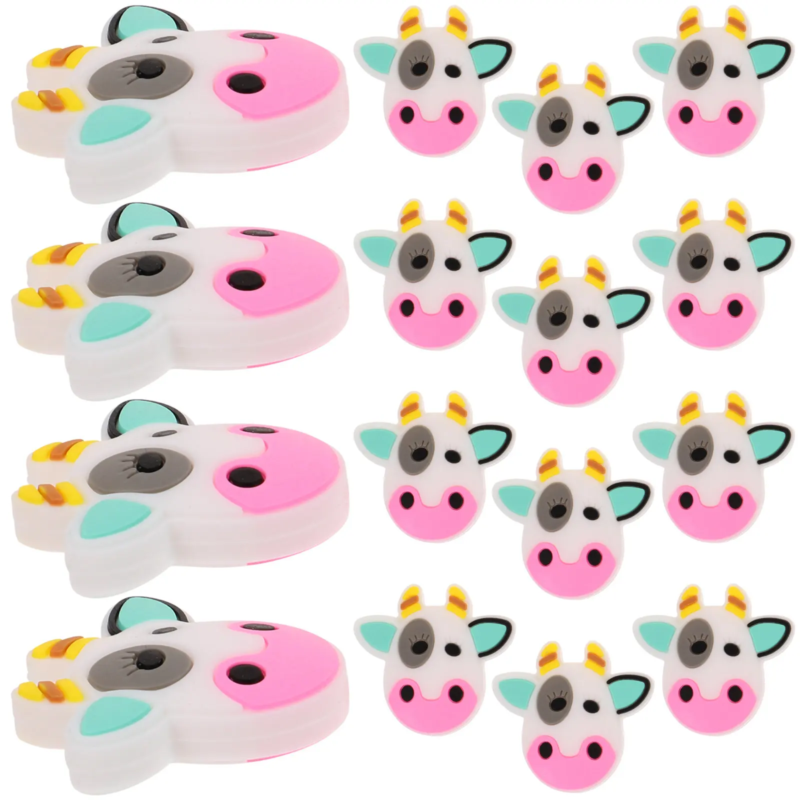 

20 силиконовых бусин в форме коровы для изготовления брелоков, бусины-шармы для рукоделия, аксессуары для ручек, подарок