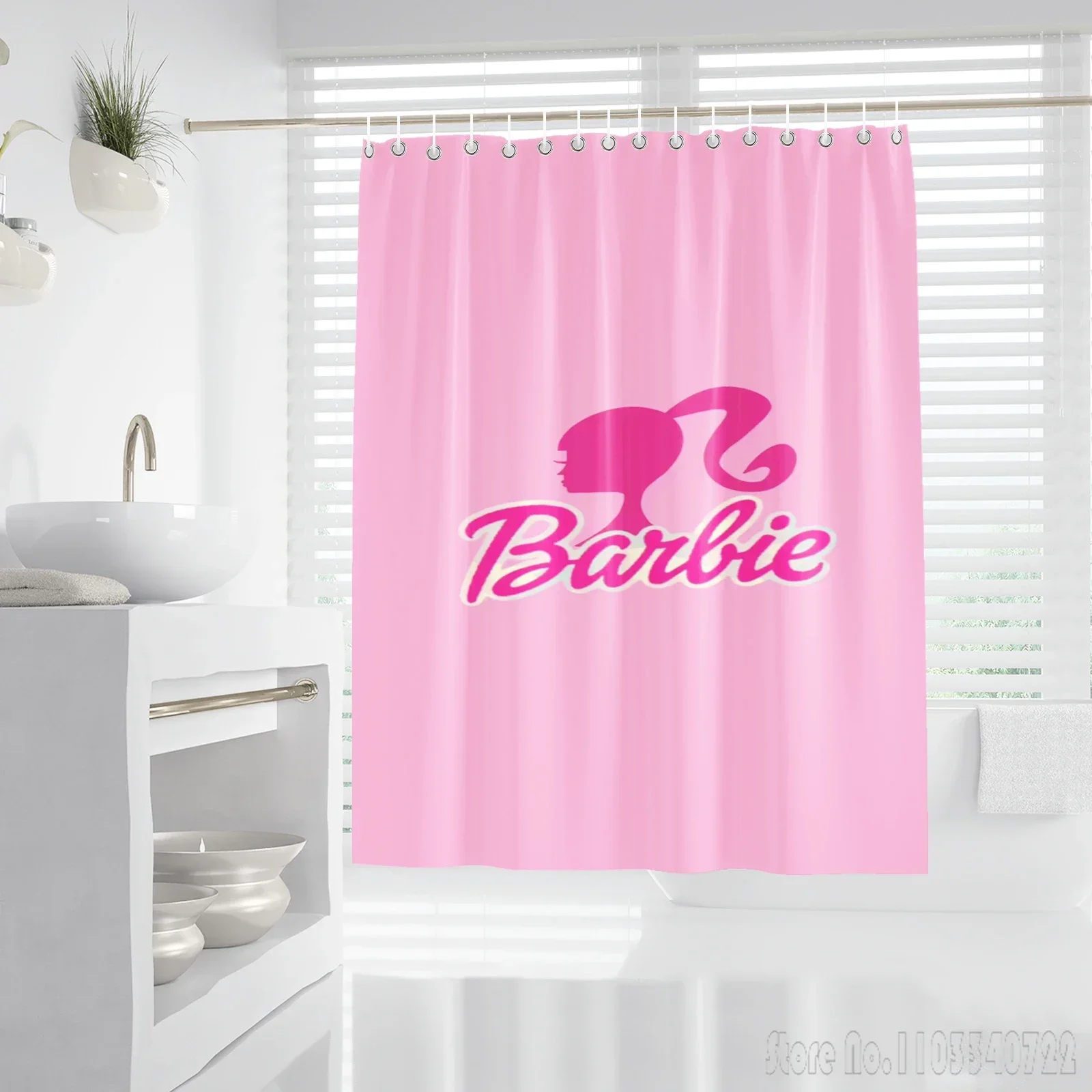  Barbie Girl Shower Curtain Cartoon Funny Bath Screen Curtains with Hooks for Kids Bathroom Decor Waterproof