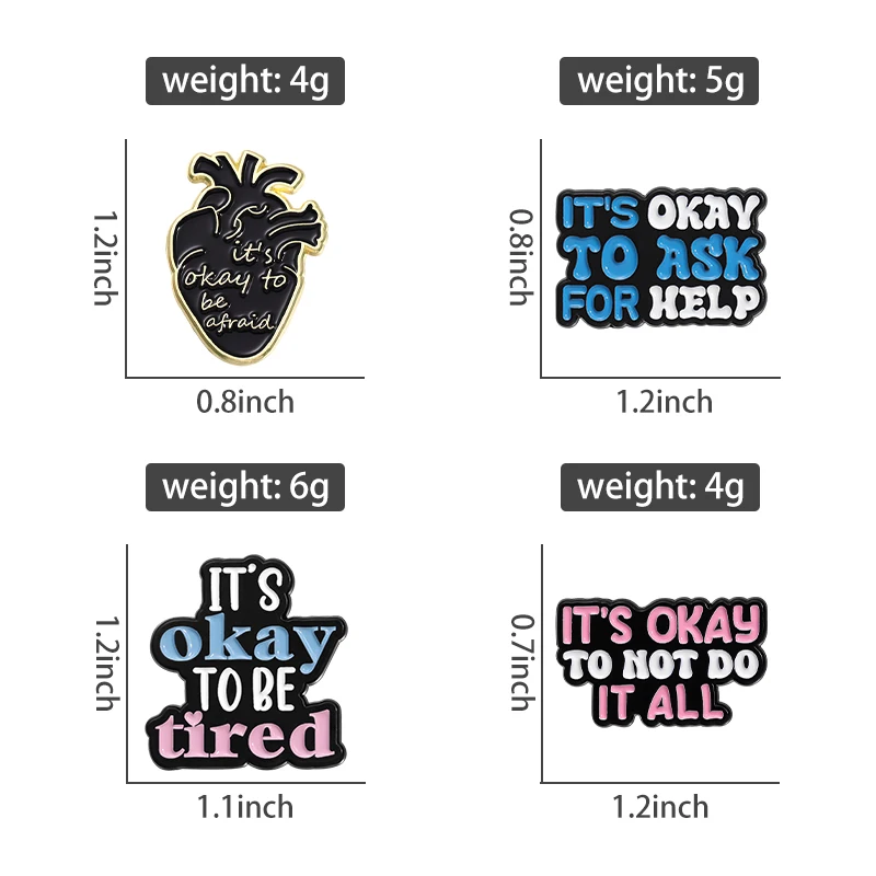 Protecting Mental Health Enamel Pins Custom IT'S OKAY TO ASK FOR HELP Brooches Lapel Badges Punk Jewelry Gift for Friends