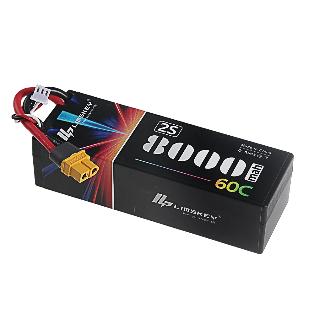 Verbeterde 2S 7.4V 8000mAh 60C Lipo-batterij met T/XT60-stekker HardCase voor auto, helikopter, quadcopter, vrachtwagen, boot