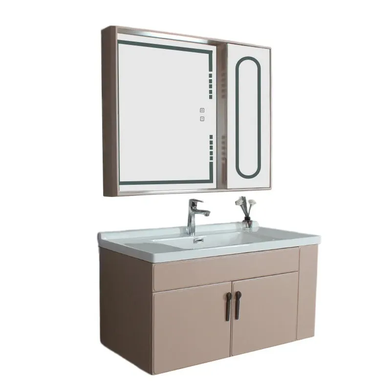 

Solid wood smart bathroom cabinet combination modern simple bathroom washbasin cabinet bathroom
