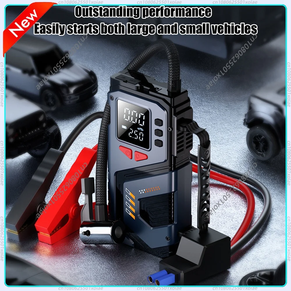 

8000mAh Car Jump Starter with Portable Air Compressor 10 in 1 Auto Battery Booster Wireless Tire Inflator with LED Light