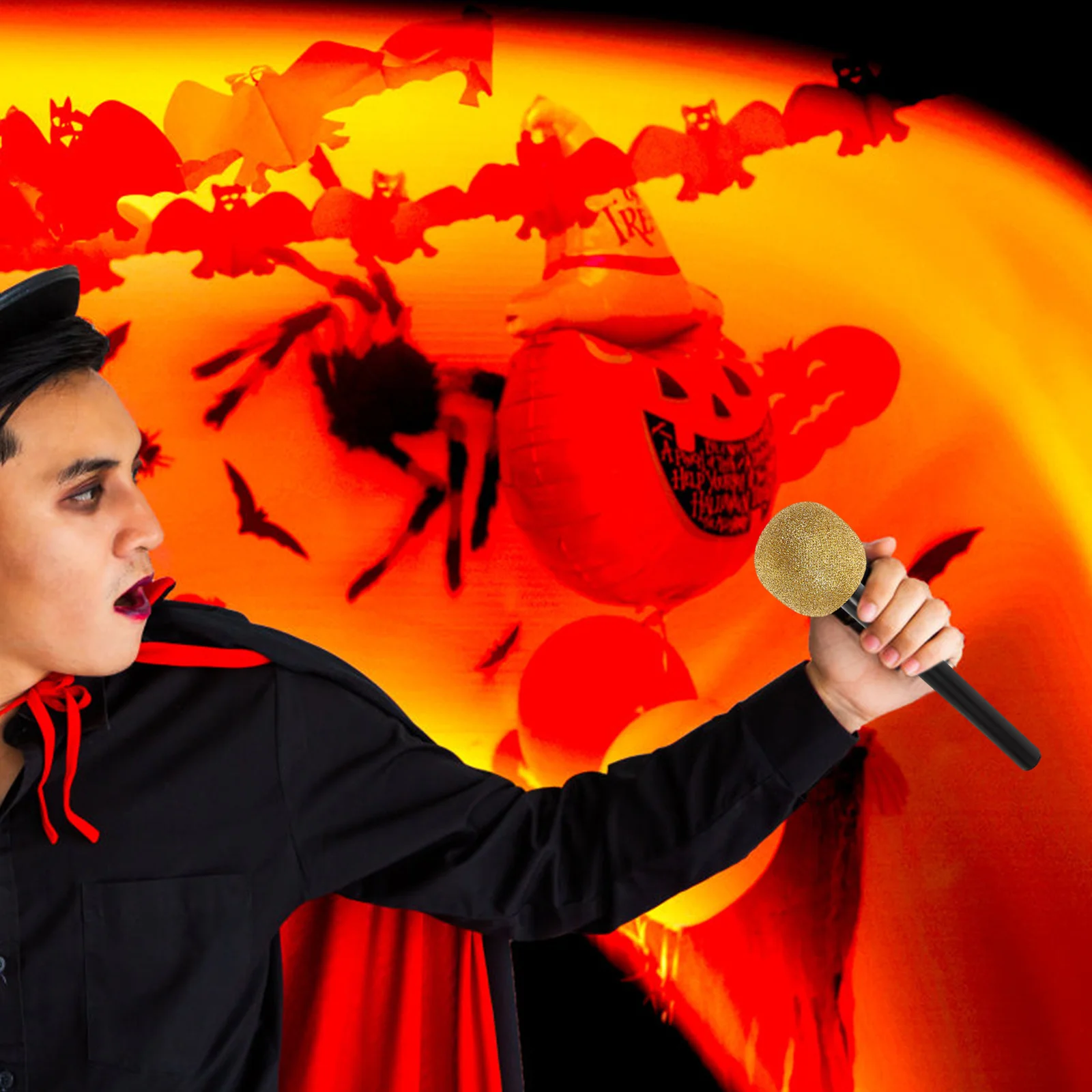 

2Pcs Fake Microphone Prop Glitter Bling Sparkly Plastic Pretend Karaoke Disco Halloween Party Decoration Microphone for Kids