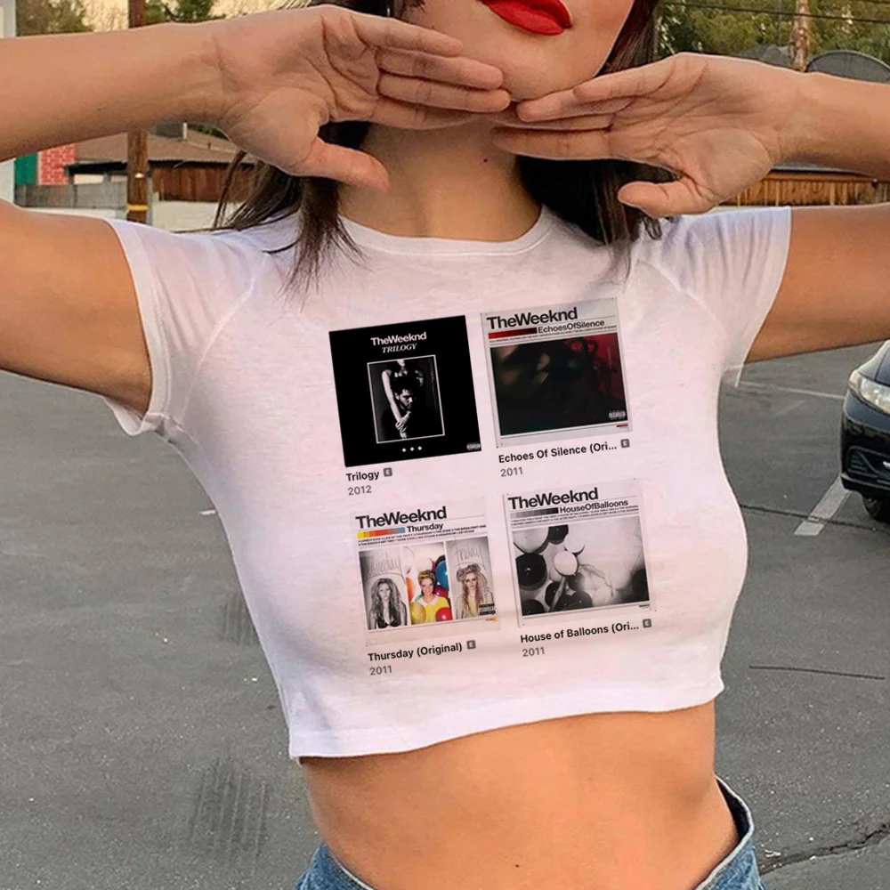 the Weeknd trashy 2000s cyber y2k crop top Woman streetwear  gothic  yk2 manga clothes tee