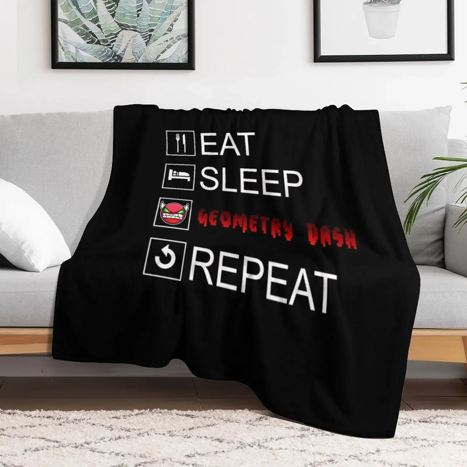 

Eat Sleep Geometry Dash Repeat Coloured Throw Blanket Blankets For Bed warm winter Blankets for babies Tourist Blankets