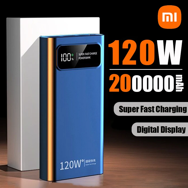 Xiaomi 200000mAh Ultralarge Capacity 120W Power BankSuper Fast Charging For Mobile Power External Battery For Iphone Xiaomi Vivo