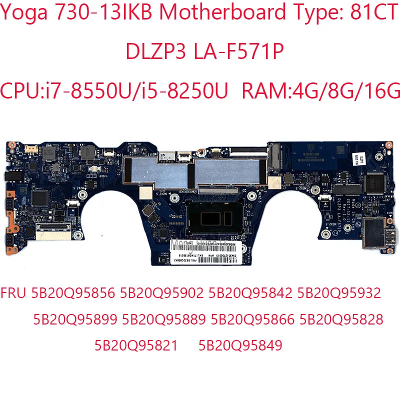 Placa base Yoga 730-13IKB, LA-F571P, 5B20Q95856, 5B20Q95842, 5B20Q95899, 5B20Q95866, 5B20Q95821, para Yoga 730-13IKB i5/i7, 4G/8G/16G