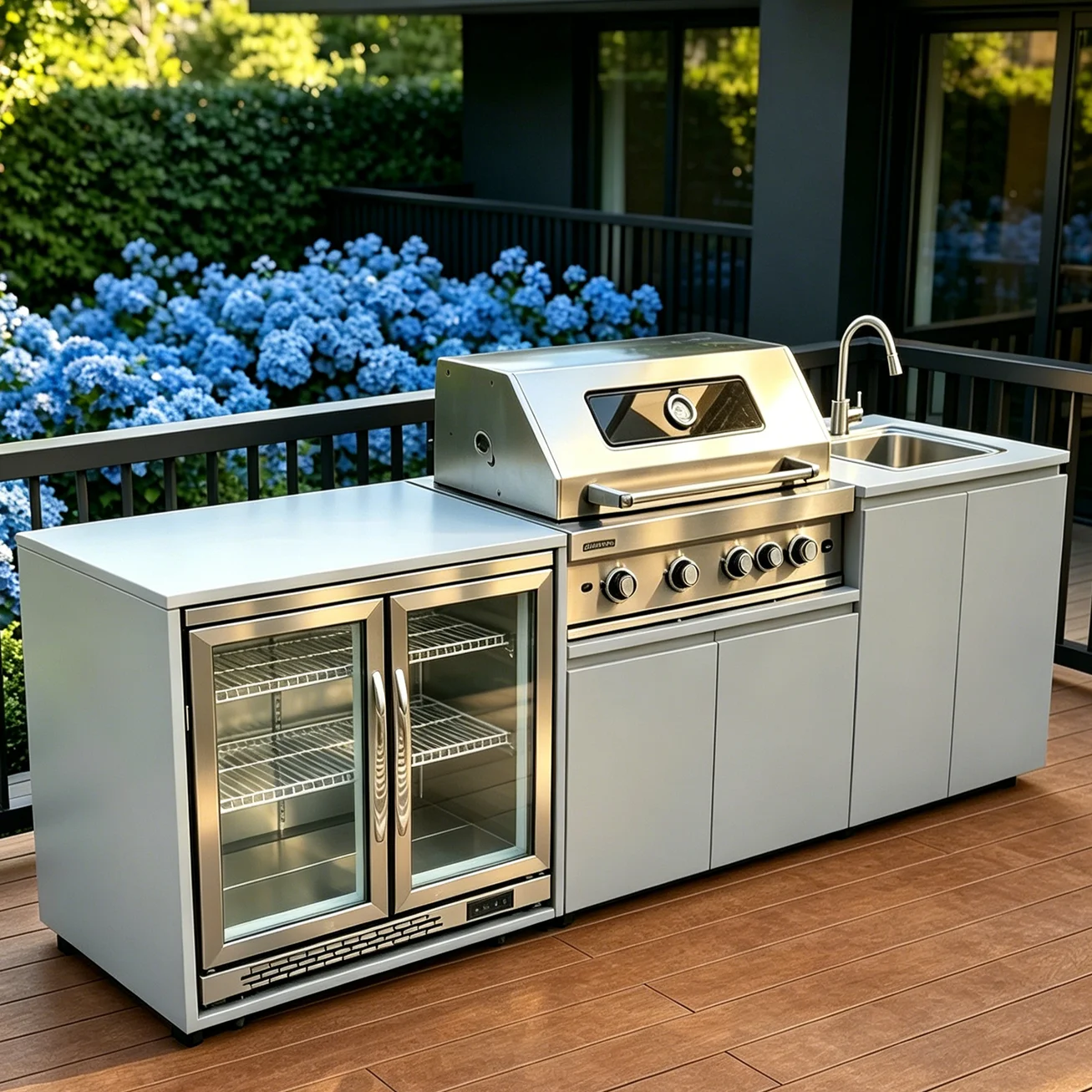 Mobile Kitchen On Wheels With Sink, Practical Unit,Ideal Decor & Accessories For Backyard,Garden Patio Daily Use & Entertainment