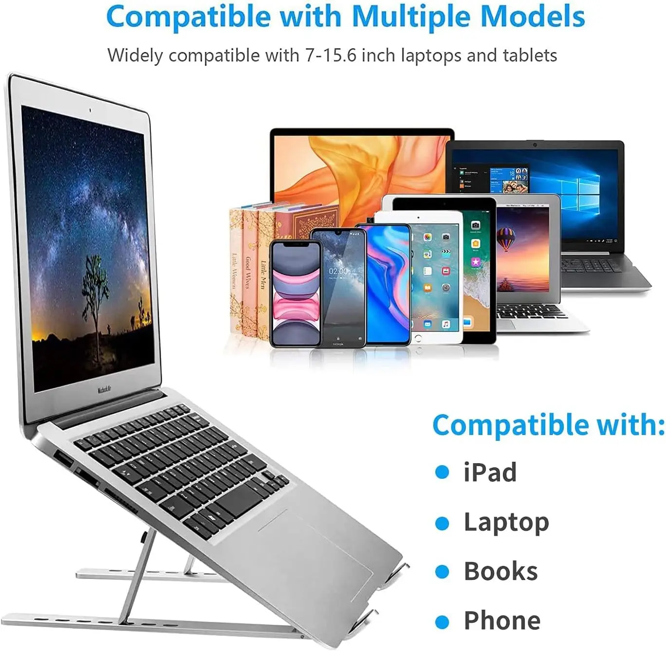 

Portable Foldable Laptop Stand,Aluminum Alloy with Double M Structure,7 Height Adjustable Angles, for Home Office Outdoor Travel