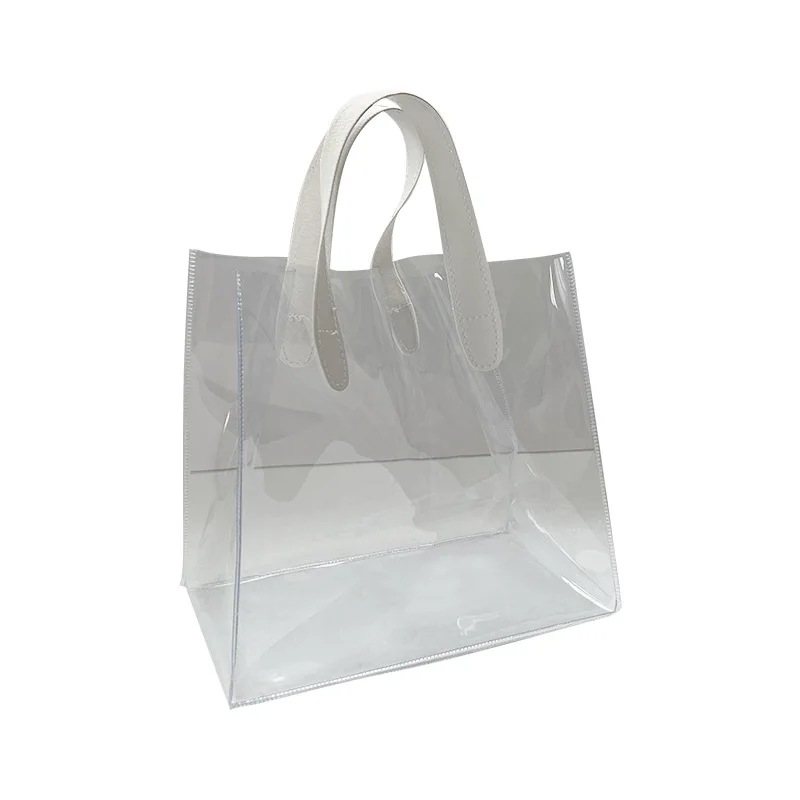 1PC Clear Tote Bag Transparent Shopping Bags Shoulder Handbag PVC Waterproof Storage Bag for Gift Cosmetic Plastic Bags