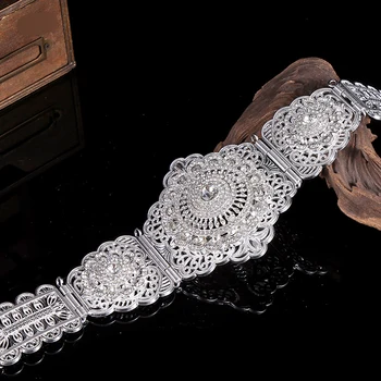 Ethnic body jewelry gold silver color moroccan women waist chains rhinestone belt buckles arabic robe wedding body accessories