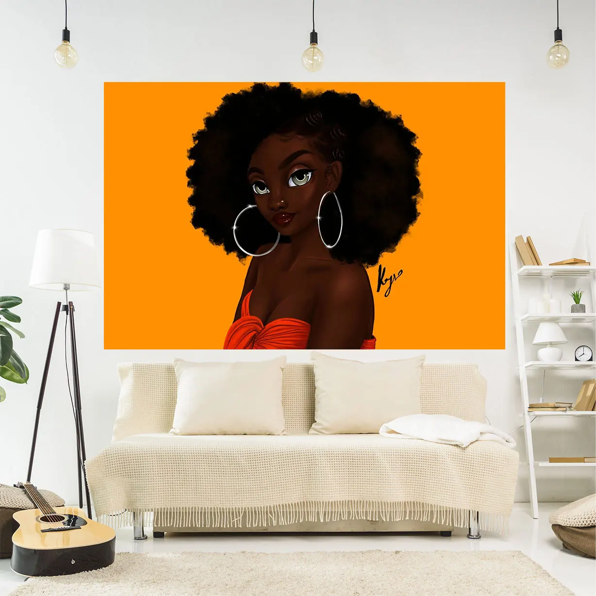 

African Women Tapestry Cool Girls Printed Background Cloth Sofa Blanket Table Mat Aesthetic Home Decorations