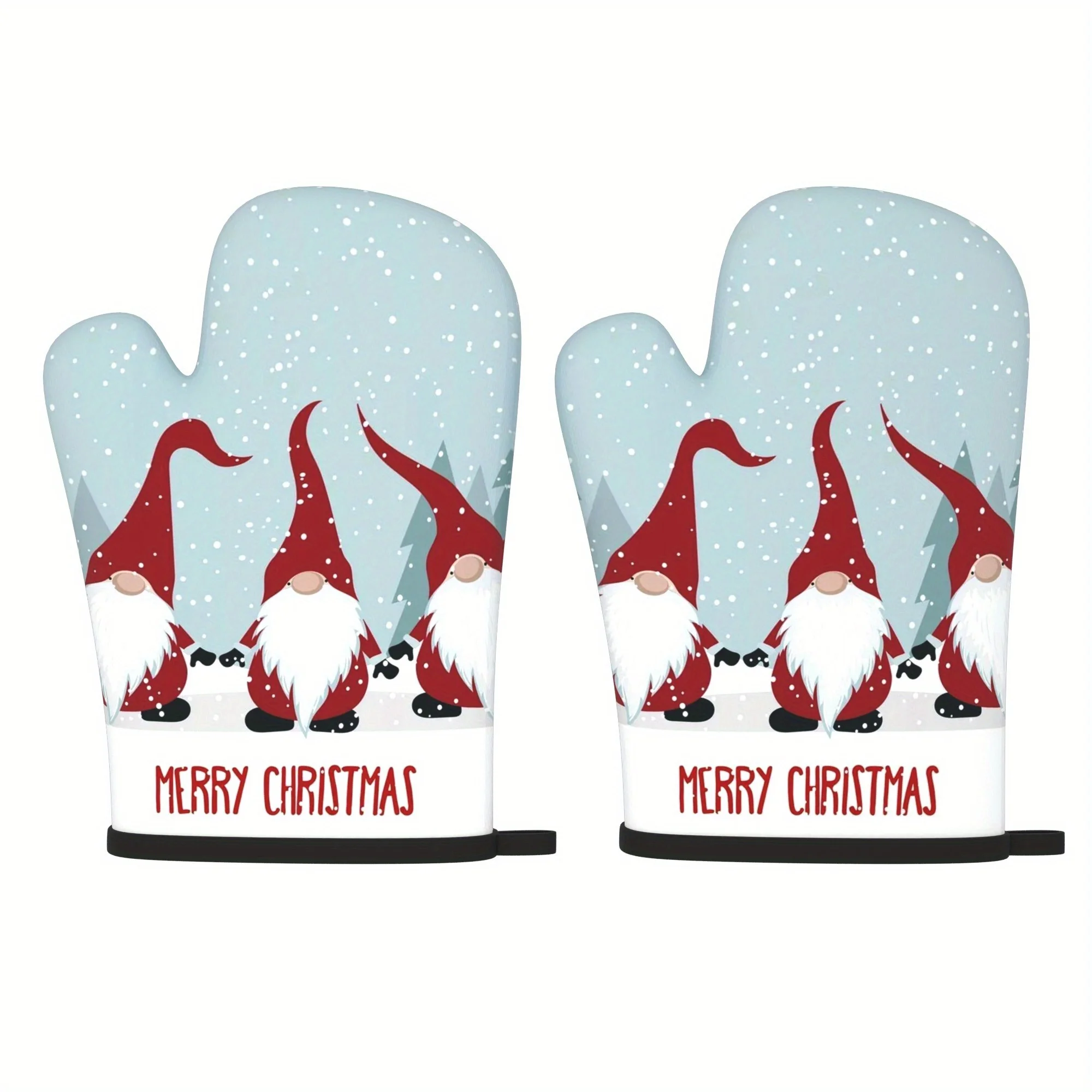 

2шт Gnome Рождественские рукавицы для духовки Термостойкие кухонные перчатки для гриля, приготовления пищи, выпечки, жарки, барбекю
