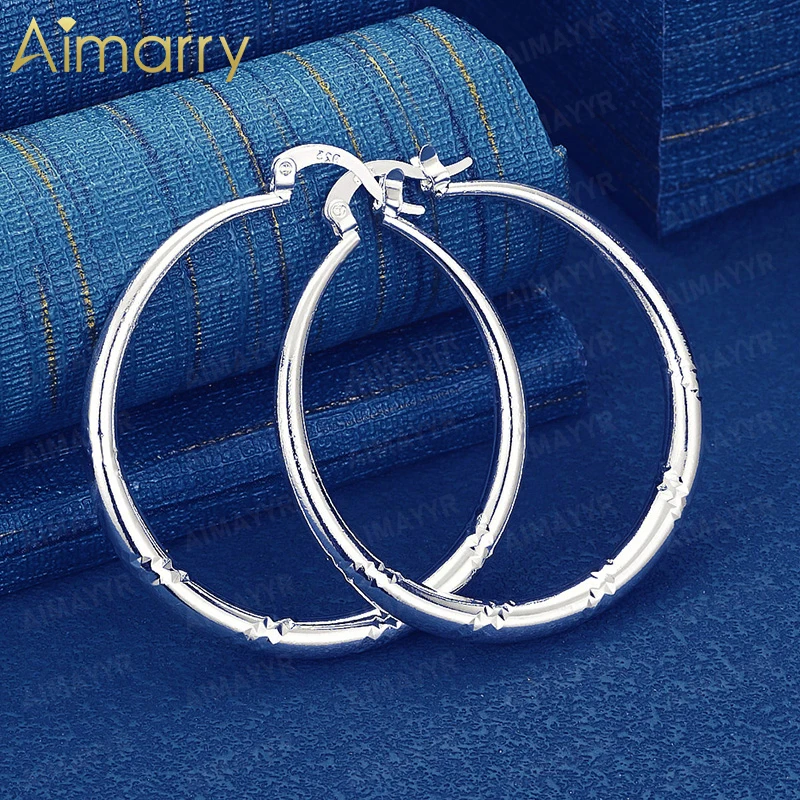 Women's Bamboo Patterned Earrings, 925 Sterling Silver