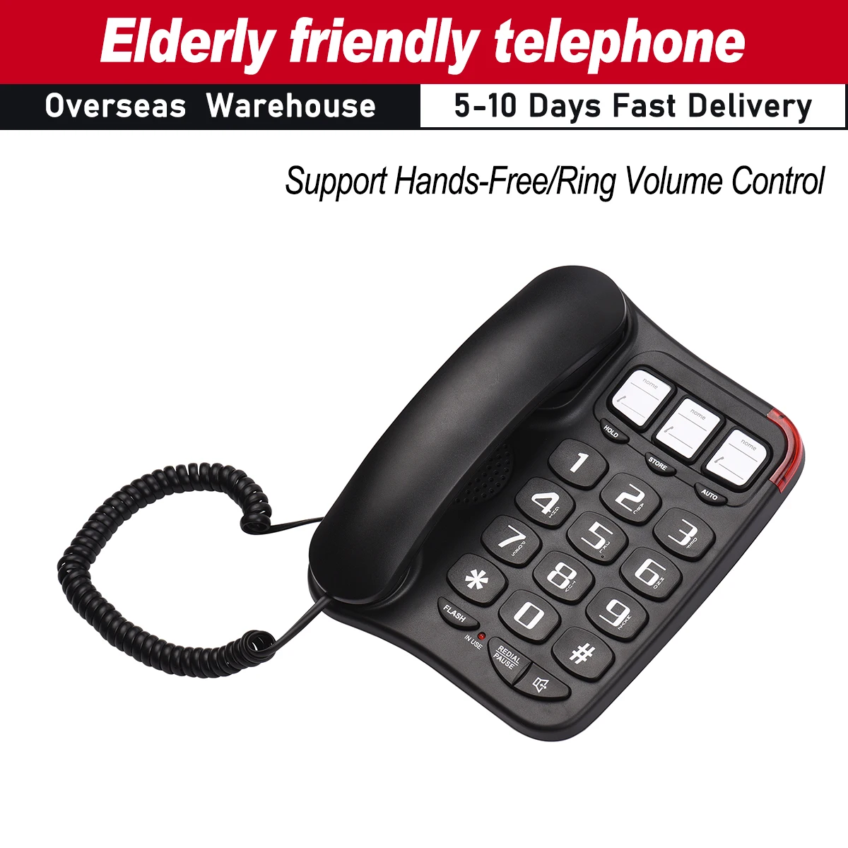 Corded Phone with Big Button Desk Landline Phone Wall Mountable Telephone Hands-Free/Ring Volume Control for Elderly Seniors