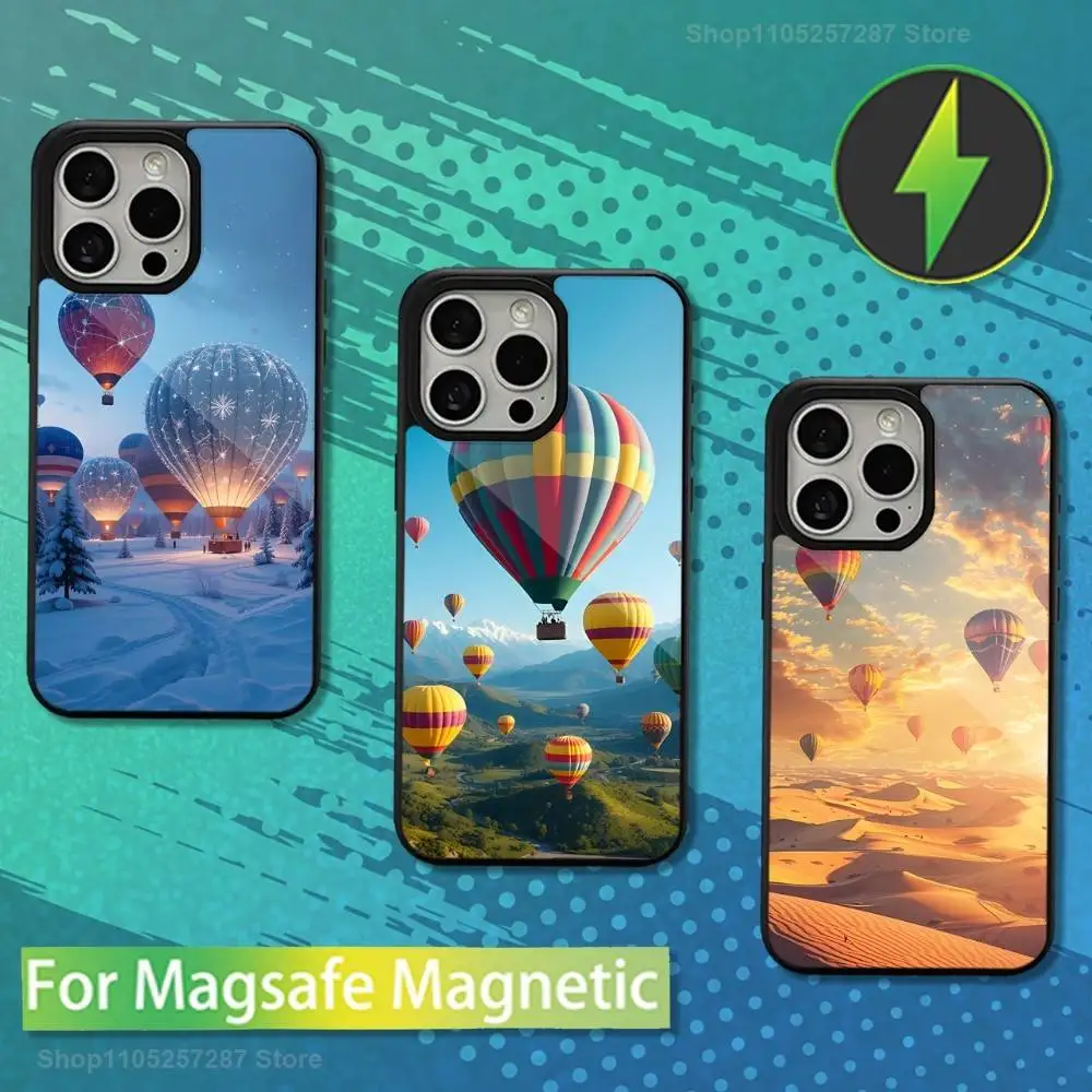 

Cartoo Hot Air Balloon For iPhone 12,Pro,16,15,Mini,13,17,Max,11,14,Plus,For Magsafe,Magnetic Wireless Charging Case