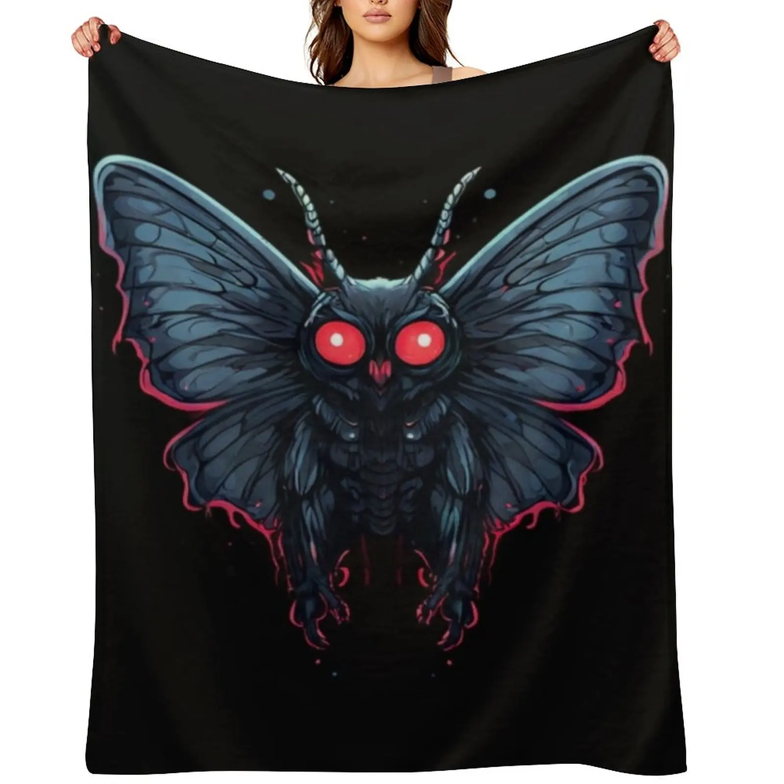 

Mothman Cryptid Throw Blanket for winter Cute Plaid Warm Designers Blankets