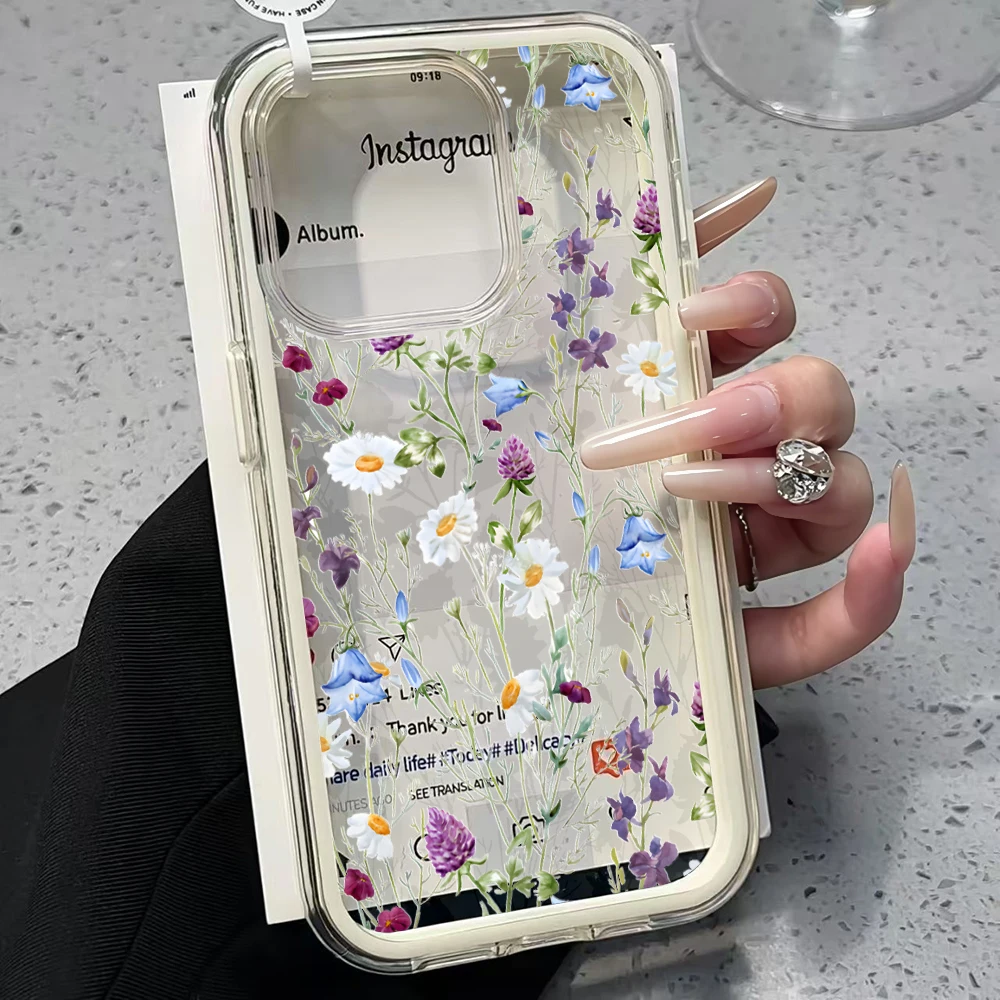 Gänseblümchen-Blumen Transparente 2-in-1 Candy Handyhülle für iPhone 11 12 13 14 15 16 17 Pro Max Plus Air Klare Stoßfeste Schutzhülle – Detail 4