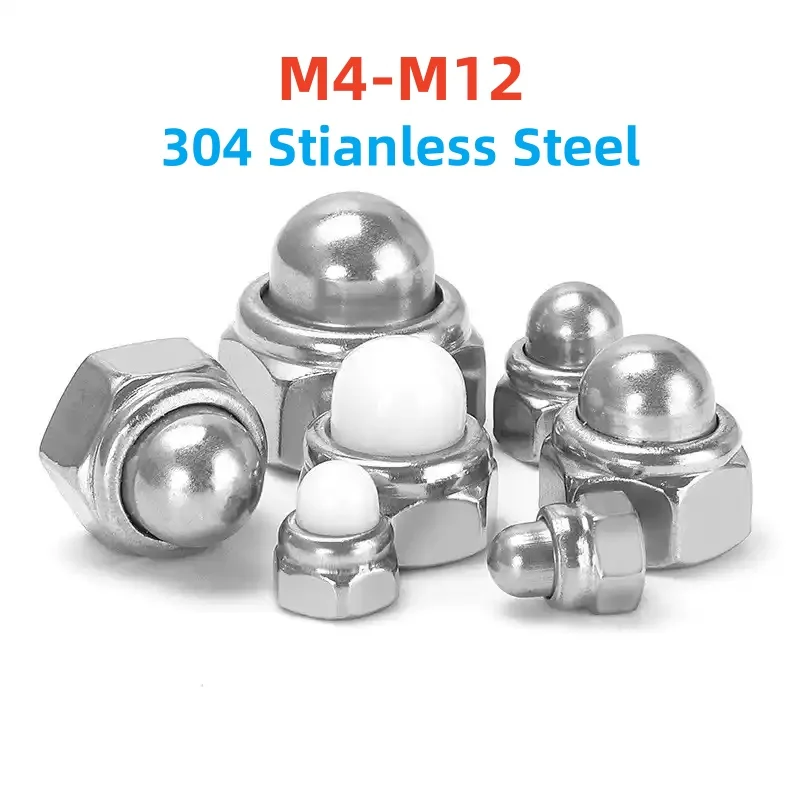 

Self-locking Nuts M4 M5 M6 M8 M10 M12 304 Stianless Steel Acorn Cap Cover Dome Hex Hexagon Metal Nylon Insert Lock Nut