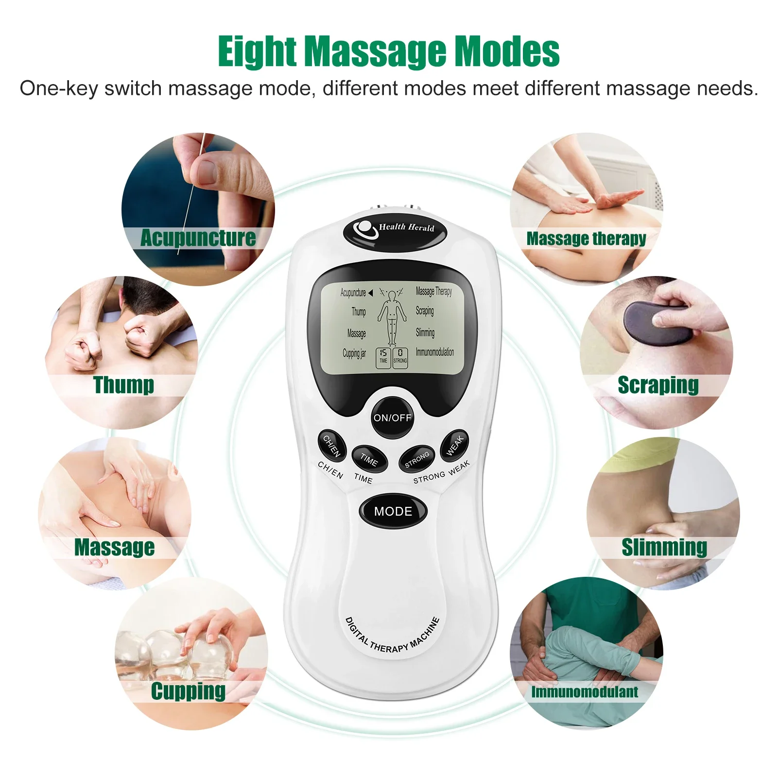 8 Modes EMS Tens Unit Muscle Electrostimulator Microcurrents Low Frequency Body Massager Electronic Acupuncture Pain Relief Tool