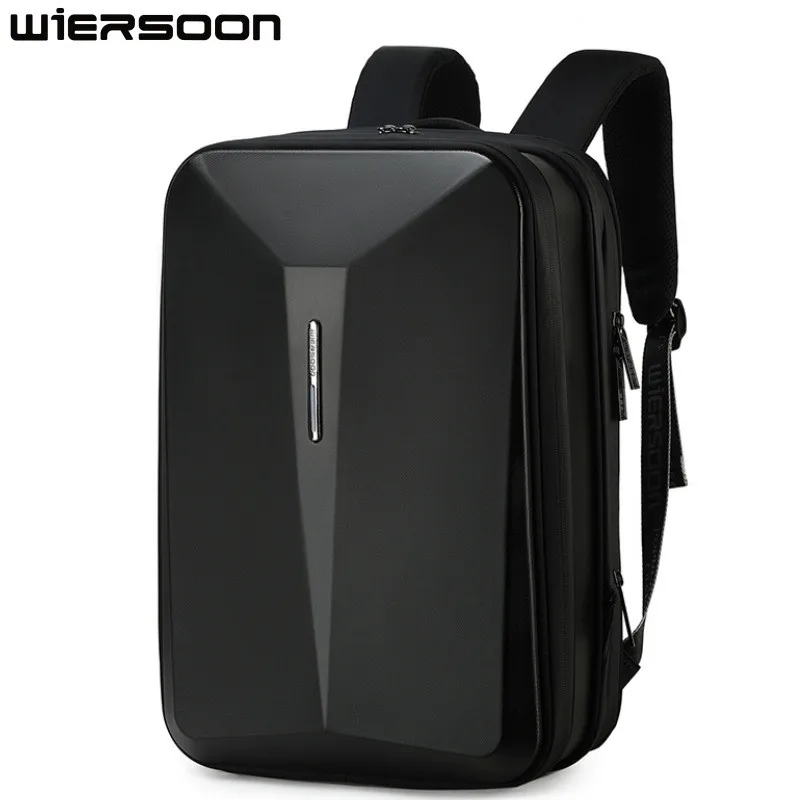 WIERSOON Men 15/16 Inch Laptop Backpack Large Capacity Travel Bag Expandable Anti-theft Business Waterproof Hard Shell Backpack