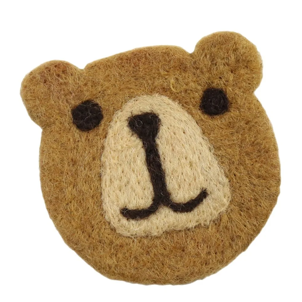 Wool Felt Bear Coaster Bear Outline Heat‑resistant Fiber Layer Cup Pad Thickened Soft Flexible Textured Mug Coaster Tea Table