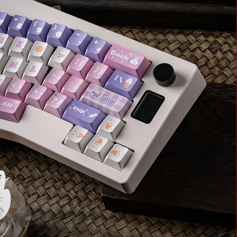 Taro Cake Keycaps Cherry Alice Layout Keycaps 2.25/2.75U Space Bar Pink Purple Keycap Set 146Keys