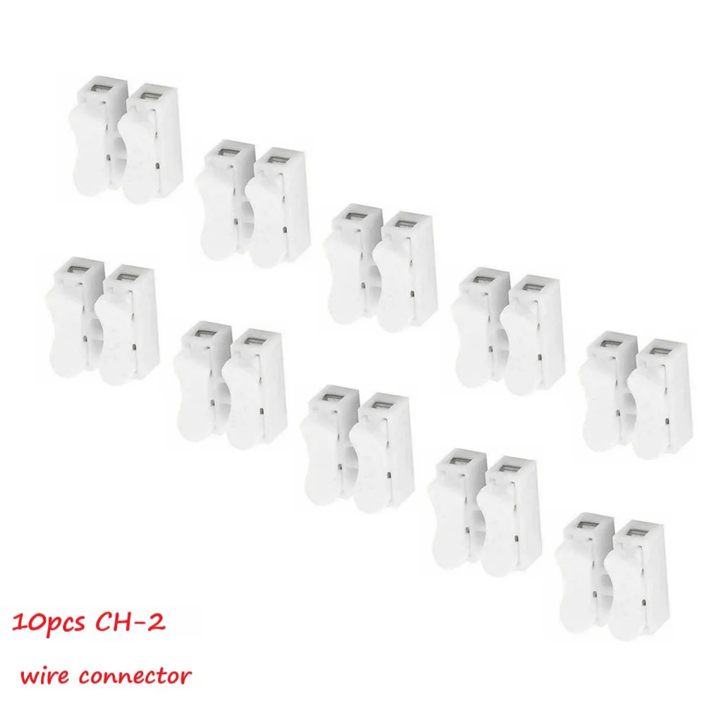 10pcs CH2 Quick Splice Lock Wire Connectors 2Pins Electrical Cable Terminals White 220v For Easy Safe Splicing Into Wires