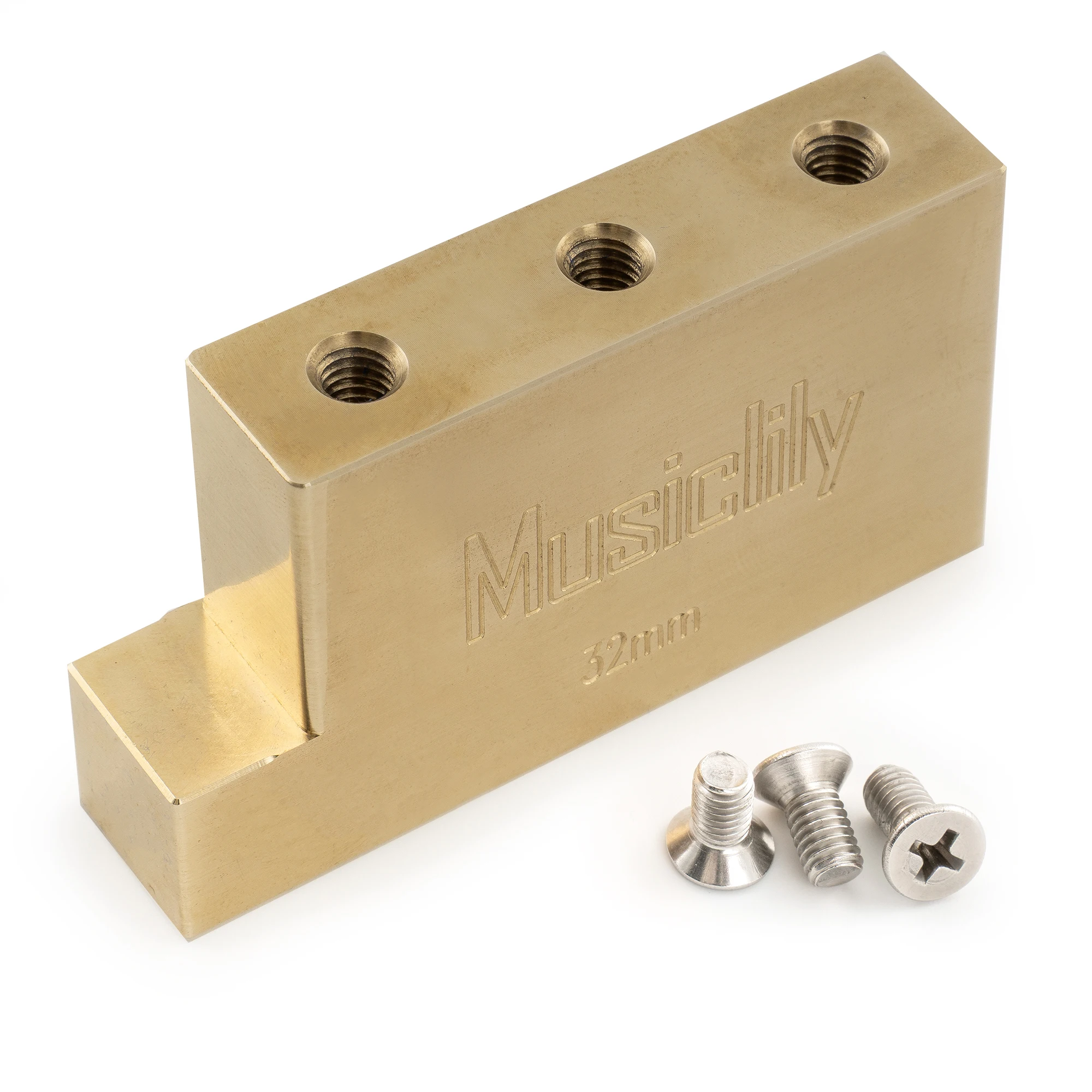 Musiclily Ultra Vollmassiver L-förmiger Tremolo-Block aus Messing/Stahl für E-Gitarren mit Floyd Rose Locking Tremolo-Brücke – Detail 2