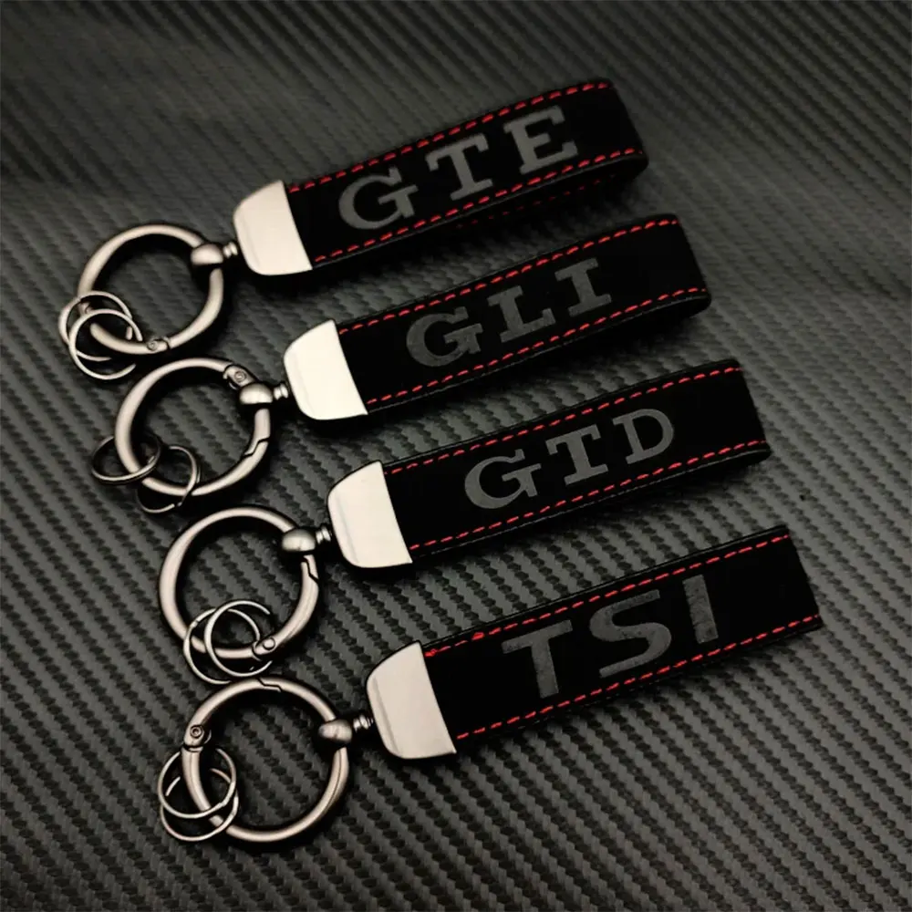 Luxury Leather GTE GLI TSI TDI Men Women Car Keychain For GTD Keyring Car 4 5 6 7 8 MK2 MK4 MK5 MK6 MK7 Accessories