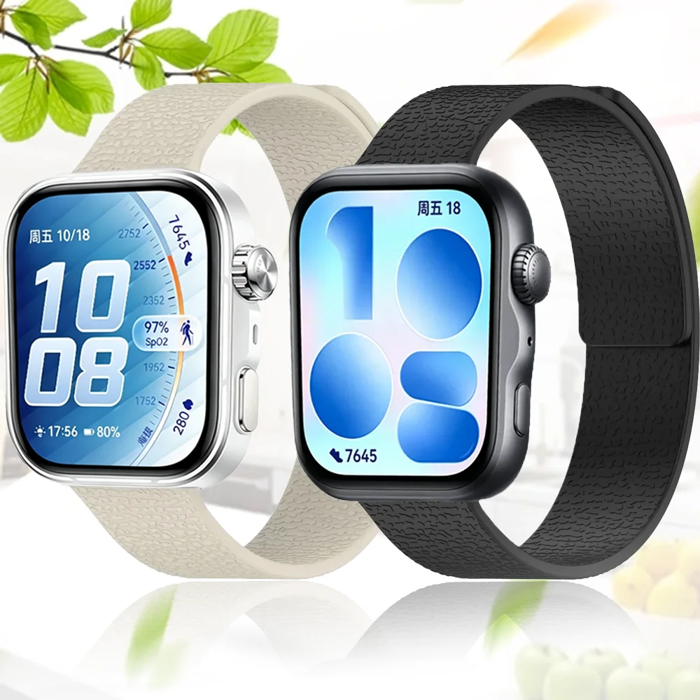 Litchi-Textur Magnetisches Silikonarmband für Huawei Watch Fit 5 5 Pro Sportarmband für Huawei Watch Fit 3 4 Fit 4 Pro Correa