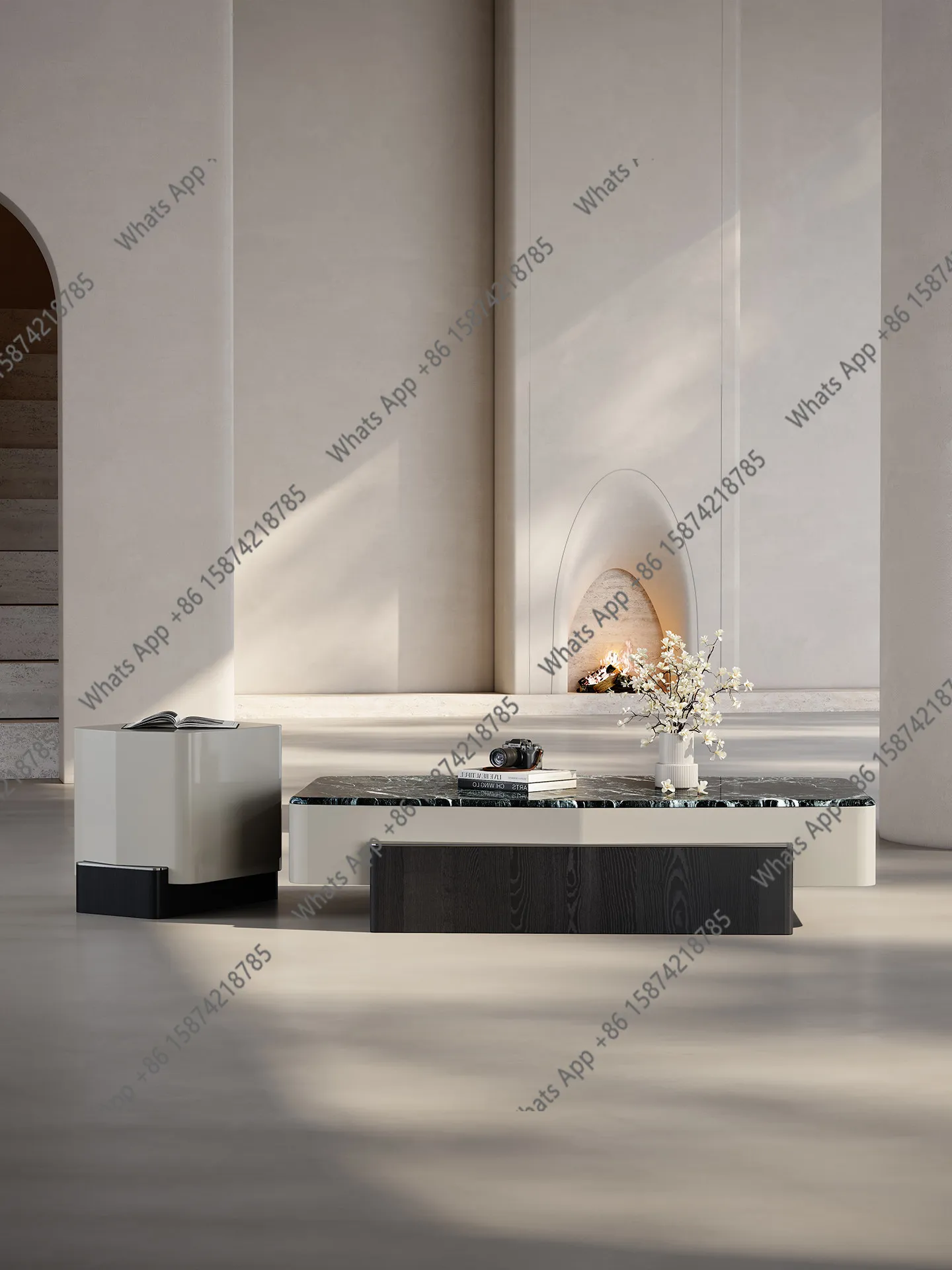 Italian minimalist natural marble coffee table new living room home modern minimalist designer high sense