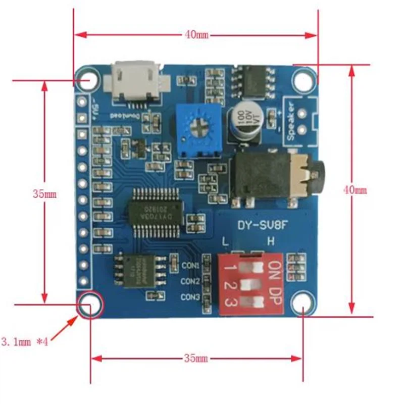 

DY-SV5W Voice PlaybackModule MP3 Decoding Board UART Serial PortController IO Triggered USB Download Flash