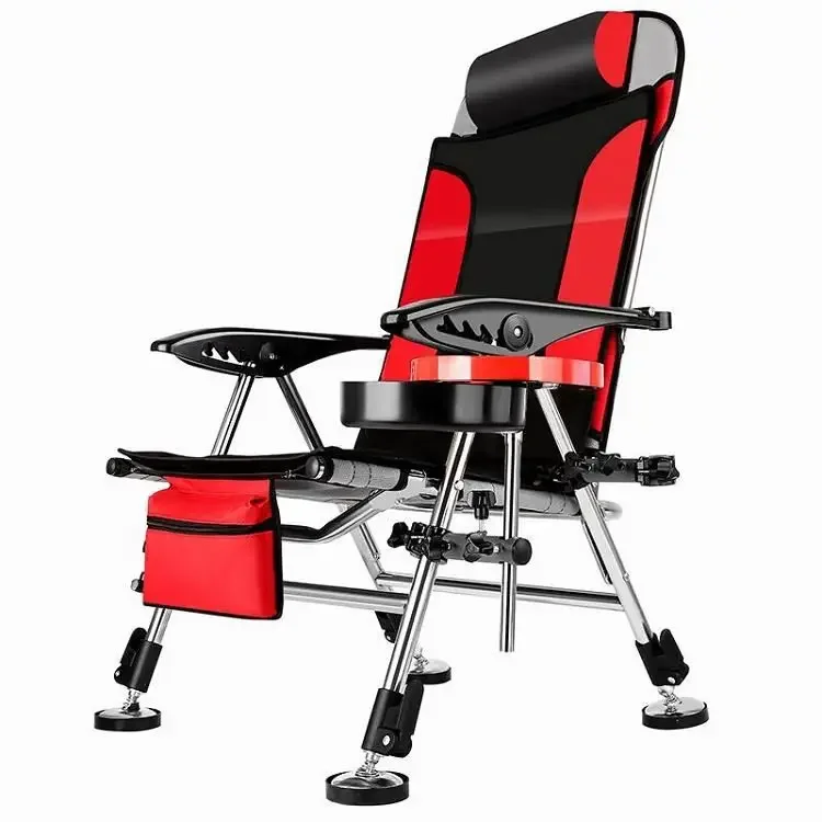 Stainless Steel Collapsabl Fishing Chair All-Terrain Reclining Fishing Chair Thickened Folding Portable Fishing Chair