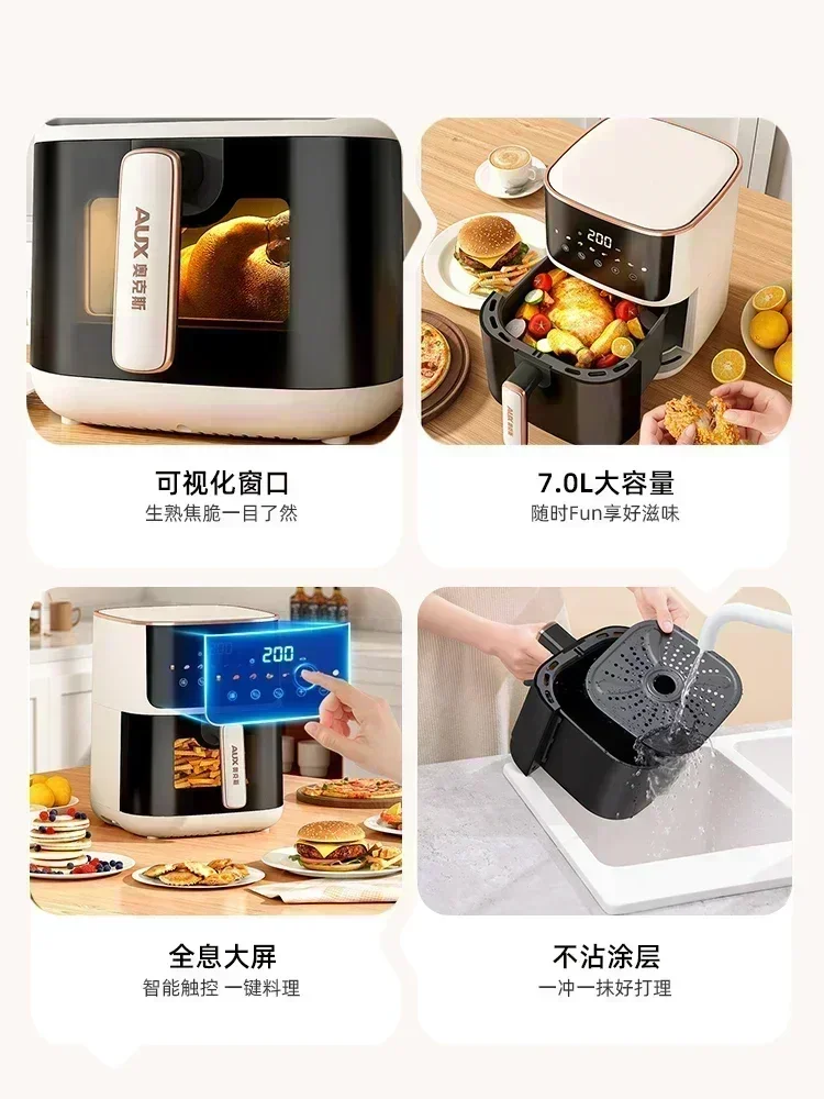 Air Fryer New Homehold Visual Large Capacity Intelligent Electric Oven All-in-One Machine Deep Frying Pan Machine