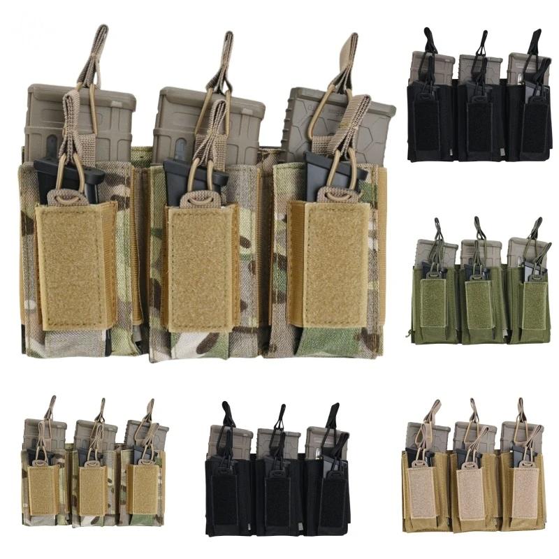 

Single / Triple Molle Tactical Mag Pouch, 2-Layer Magazine Cartridge Holder for AK M4 M14 M16 AR