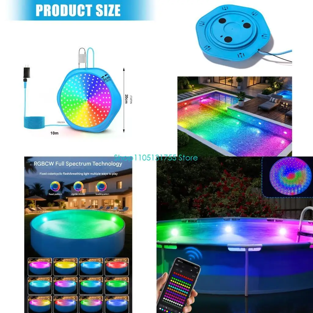 

K0EF Waterproof Suspension Underwater Swimming Pool Light With Adjustable Brightness For Indoor And Outdoor Use