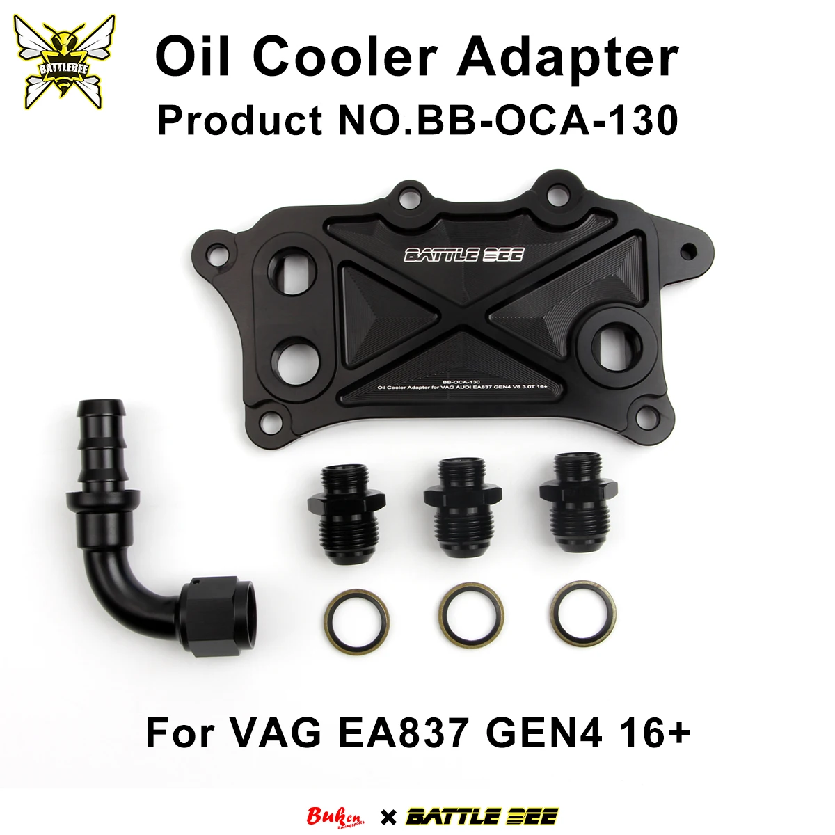 

Engine Radiator Adapter Oil Cooler Filter Sandwich Plate Adaptor VAG EA837 GEN4 16+ AN8 AN10 Aluminum Alloy CNC BB-OCA-130