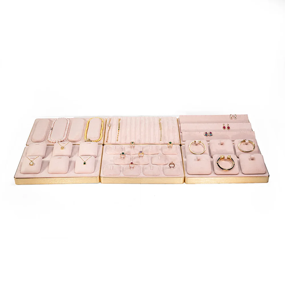 Microfiber Light Luxury Necklace Ring Bracelet Live Streaming Jewelry Tray Stand Display Window Jewelry Props Blue/beige/pink