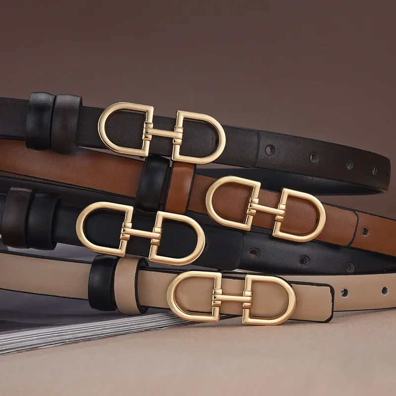 PU Leather Belt Letter Metal Buckle Fashion Belt Waist Waistband Lady Belt for Pants Trendy