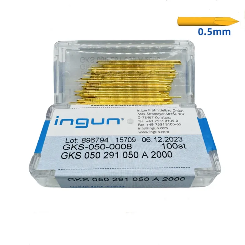 100PCS INGUN 프로브 GKS050 291 050 A2000/A3000 회로 기판 테스트용 3면 팁 0.78mm 스프링 장착 테스트 핀