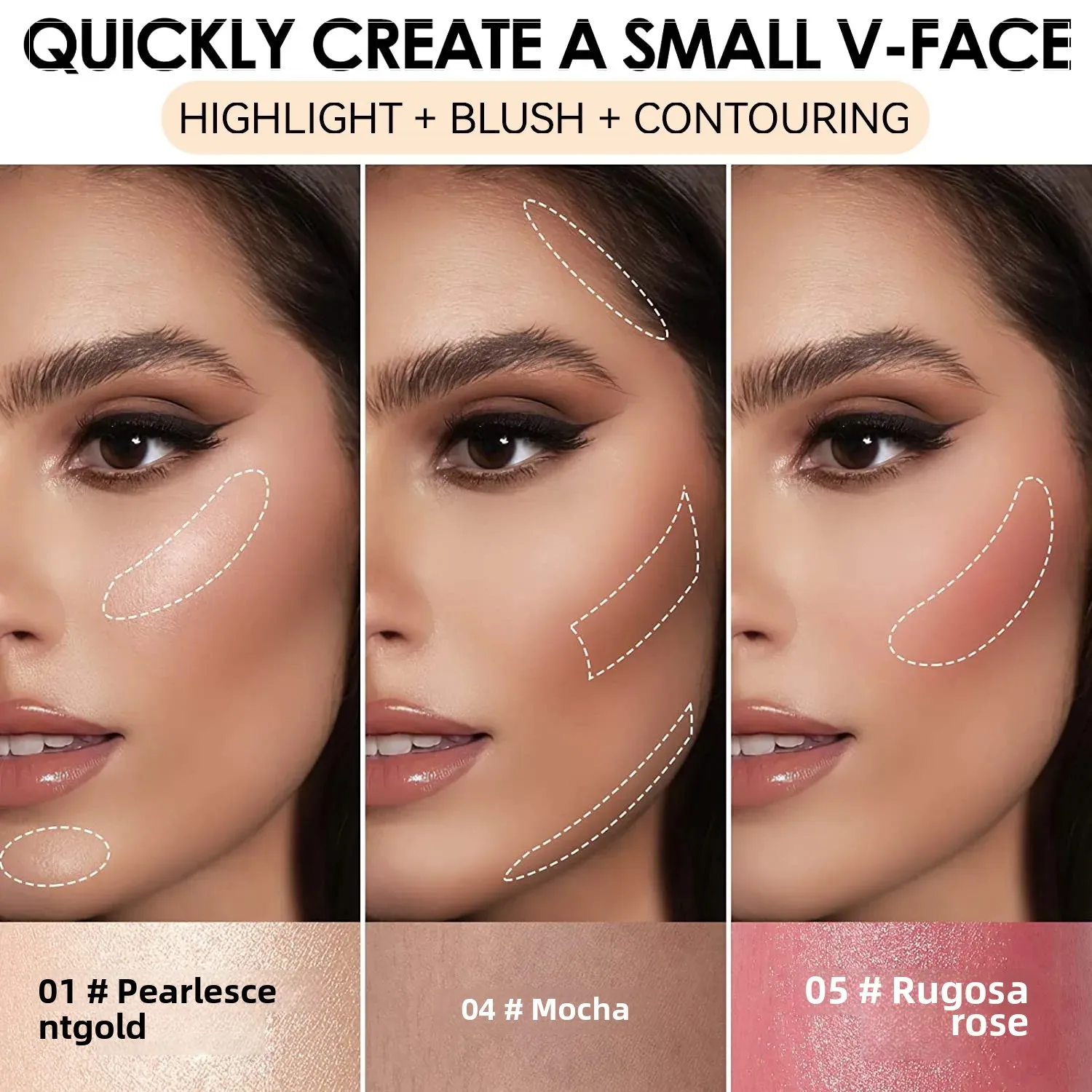 ثلاثية الأبعاد نحت الوجه تمييز أحمر الخدود كونتور عصا متعددة الوظائف ماكياج محسن سهل تطبيق اشراق لون البشرة #3