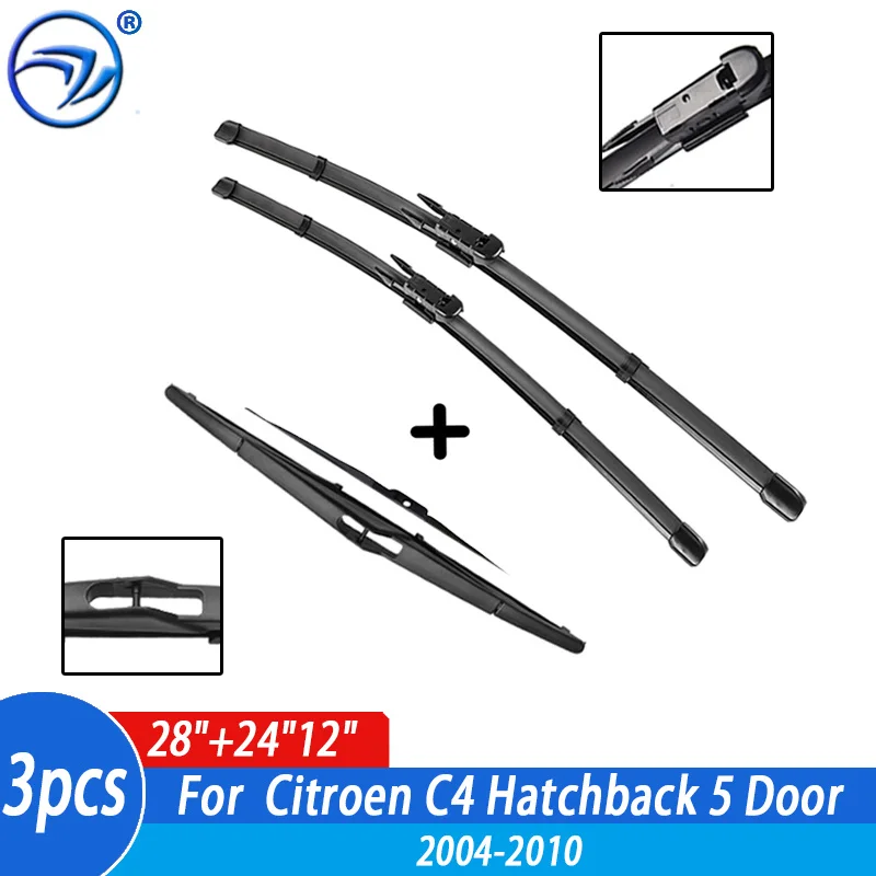 Wiper Front & Rear Wiper Blades Set For Citroen C4 Hatchback 5 Door 2004 05 06 07 08 09 10 MK1 Windshield Windscreen 28