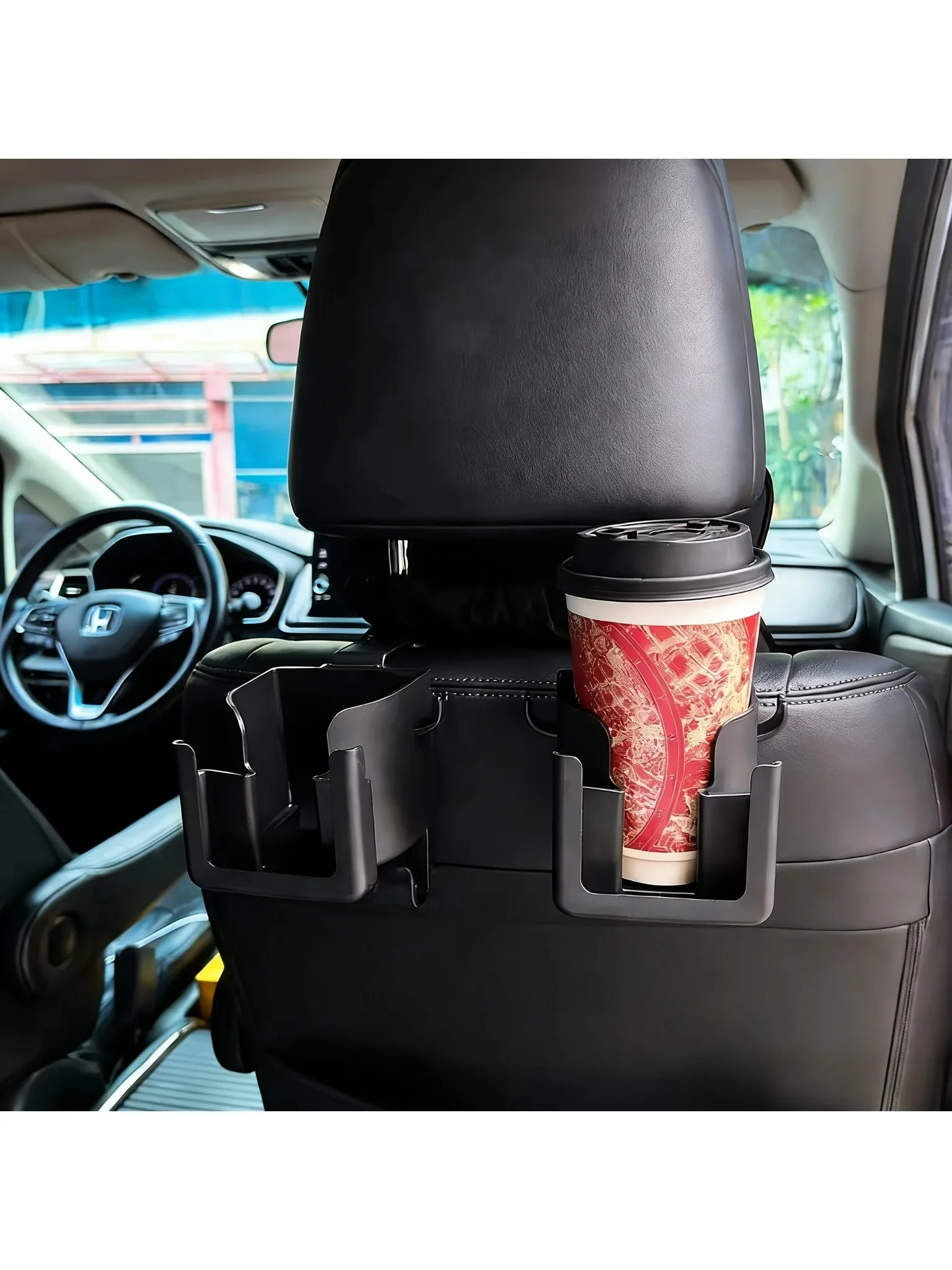 Auto-Rücksitz-Aufbewahrungsregal mit Getränkehalter, Handyhalter und Haken, platzsparend, Autoteile
