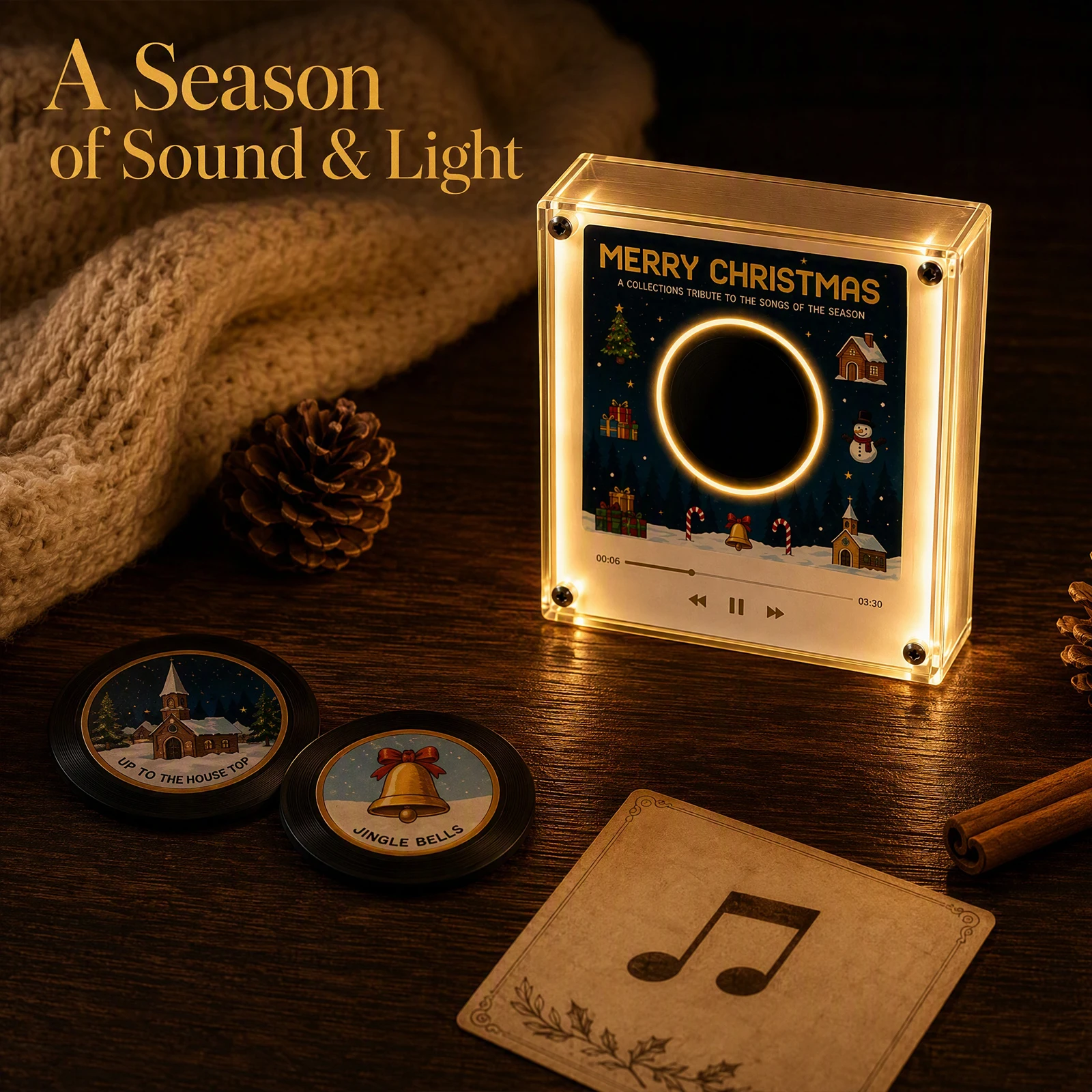 NFC-compatible Mini Vinyl Record Player Rotating LED Night Light Fridge Magnet Retro Turntable Magnetic Base Kitchen Gift