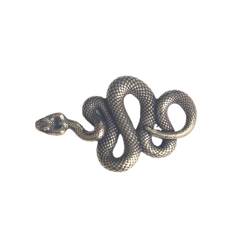 Brass Small Snake Shape Keychain Pendant Twelve Zodiac Animal Ring HandBag Pendant DIY Car Key Ring Gift Feng Shui Hanging