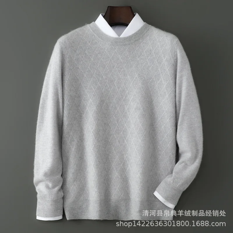 25. осень-зима, новый шерстяной свитер с круглым вырезом, мужской пуловер, свободный универсальный свитер, молодежный вязаный базовый свитер среднего возраста